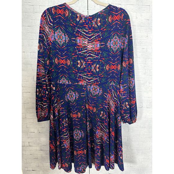 Tracy Negoshian women’s dress fit & flare long sleeve colorful feminine modern - Picture 2 of 11